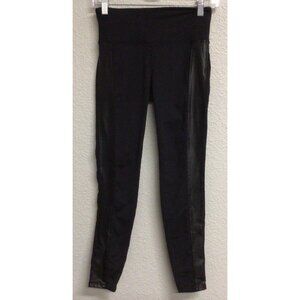 Athleta Tux Metro Leggings Women’s XSP Black Faux Leather Side XS Petite